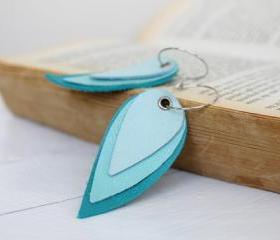 Summer Collection ,Teal Mint Earrings ,Feather Earrings
