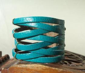 BraideTurquoise Leather Cuff Bracelet